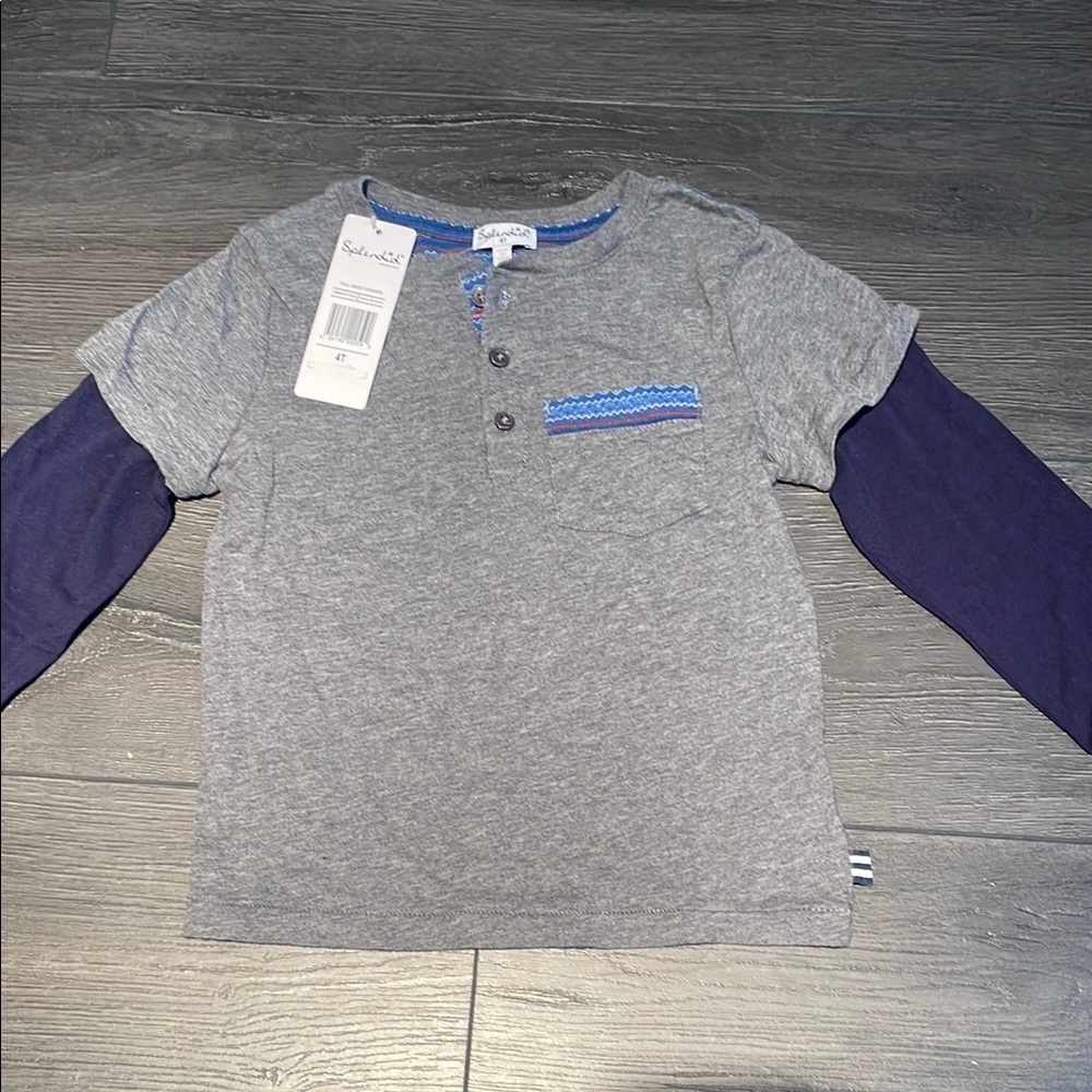 Gray and Blue Kids Shirt
